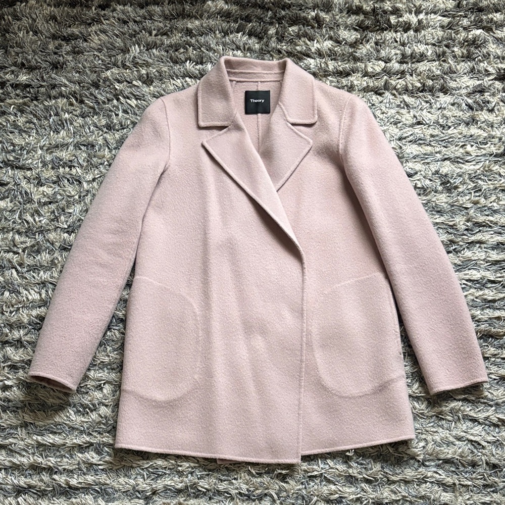Theory Women's Blush Pea Cashmere Wool Coat Size P/TP